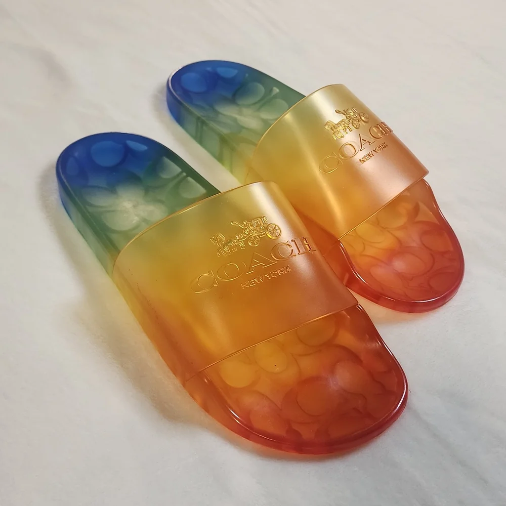 Coach Ulyssa Rainbow Slide Sandals, Size 7, NWOT - Picture 1 of 5